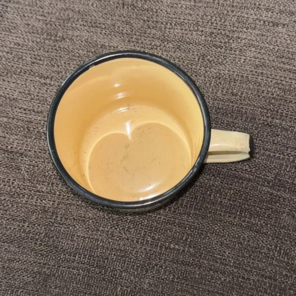 Enamel Butter Mug Cup Yellow Reproduction Farmhouse Country Cottagecore